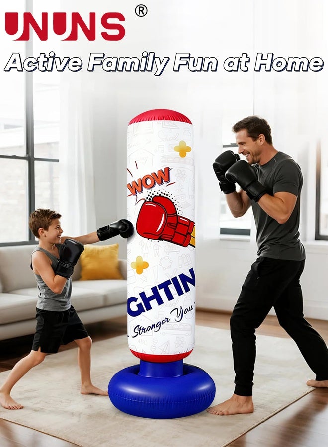 UNUNS Punching Bag For Kids,Inflatable Boxing Punch Bag With Gloves And Pump,Inflatable Tumbler Toy For Boys Girls,Beginner Heavy Punching Bags Sandbag,Reduce Pressure Stress,1.6M Alphabet - Image 4